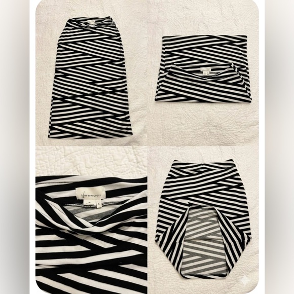 Anthropologie Black and White Geometric Midi Skirt - Picture 4 of 10